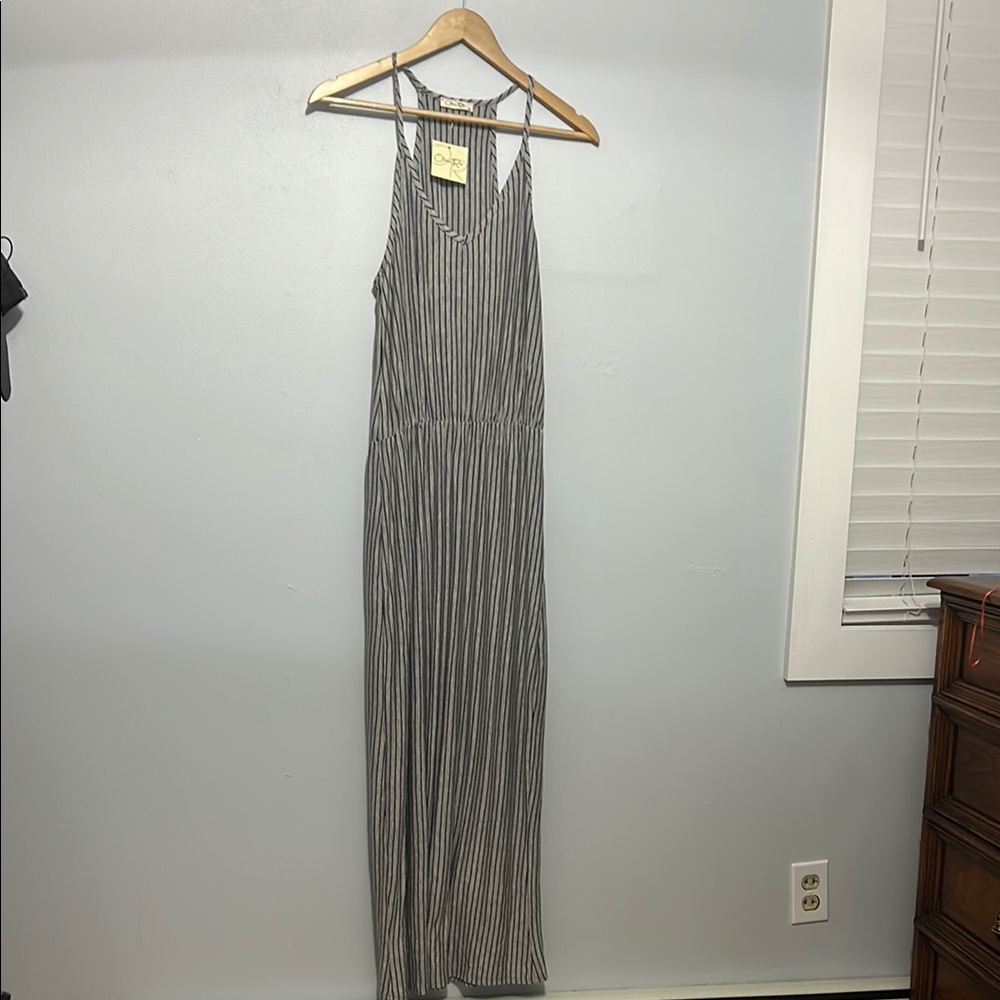 Light Gray with Pinstripes Maxi Dress